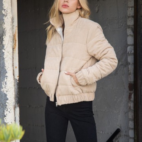 Last 1! NWT Beige Corduroy Puffer Jacket - Picture 2 of 6